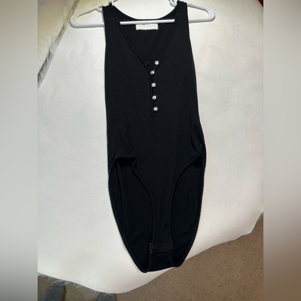 Women’s OOBER Black Ribbed Sleeveless Bodysuit